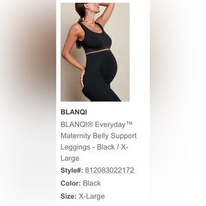 Brand new in bag BLANQI maternity everyday leggings in XL